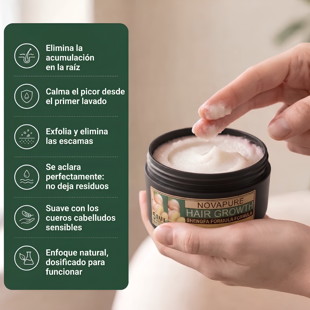 NOVAPURE EXFOLIANTE® | DESPÍDETE DE LAS ESCAMAS, LA CASPA Y EL CUERO CABELLUDO IRRITADO